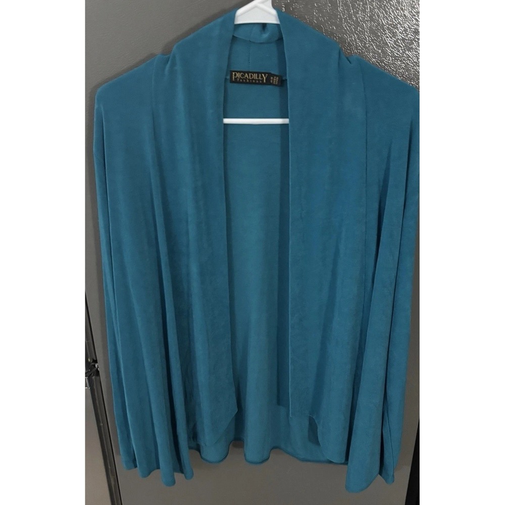 Picadilly Fashion Open Cardigan Sweater Women's Medium Blue Slinky Travel